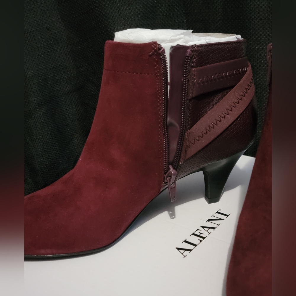 Alfani Burgundy Suede Heeled Boots